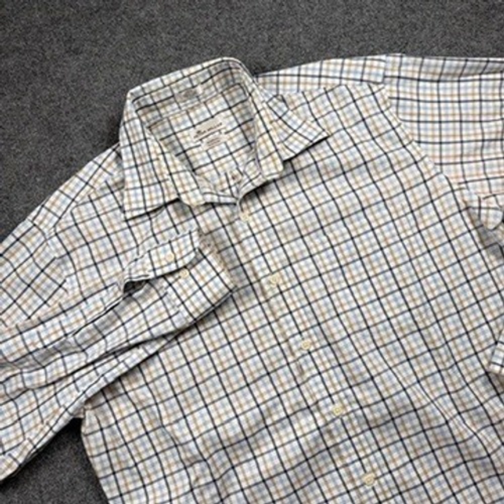 Peter Millar Nanoluxe Button Down Shirt Mens Large Plaid Multicolor Easy Care